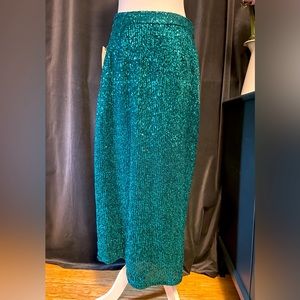Maeve for Anthropologie Teal Sequin Maxi Skirt